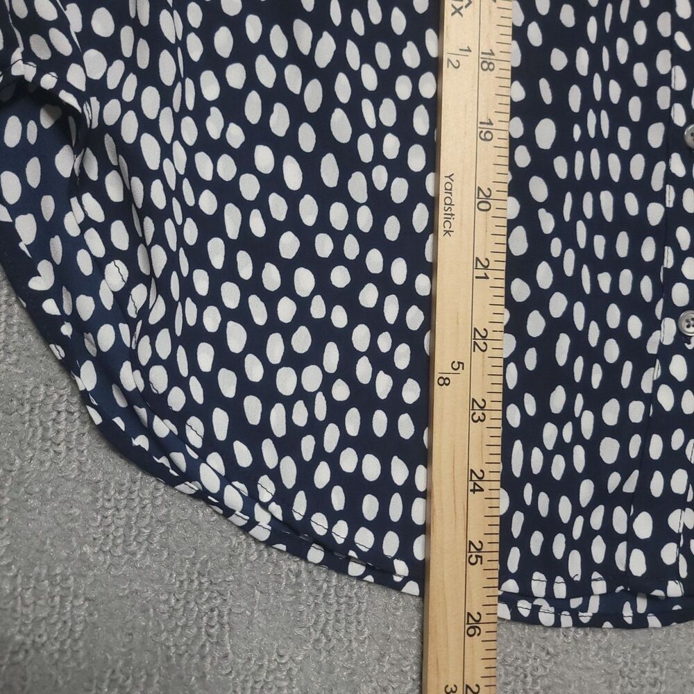 J Crew Button Up Camp Shirt Size M Blue White Polka Dot Sleeveless Blouse - Picture 7 of 9